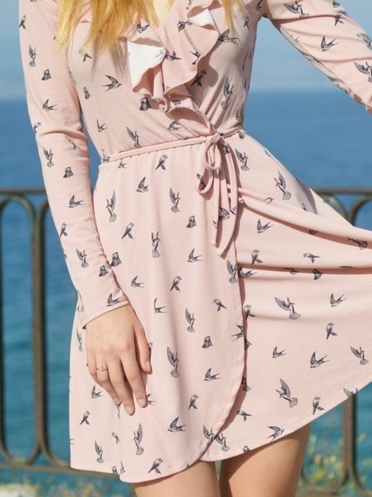 Blush Ruffle Wrap Midi Dress