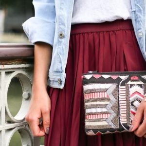 Burgundy Pleated Mini Skirt
