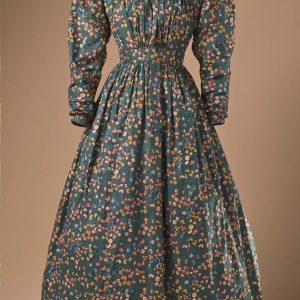 Heritage Print Long Sleeve Midi Dress