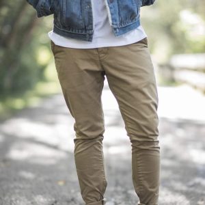 Khaki Cuffed Jogger Chinos