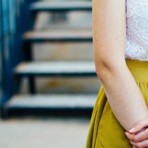 Mustard Button Front A-Line Skirt