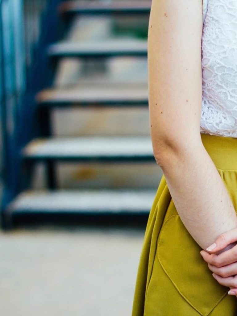 Mustard Button Front A-Line Skirt